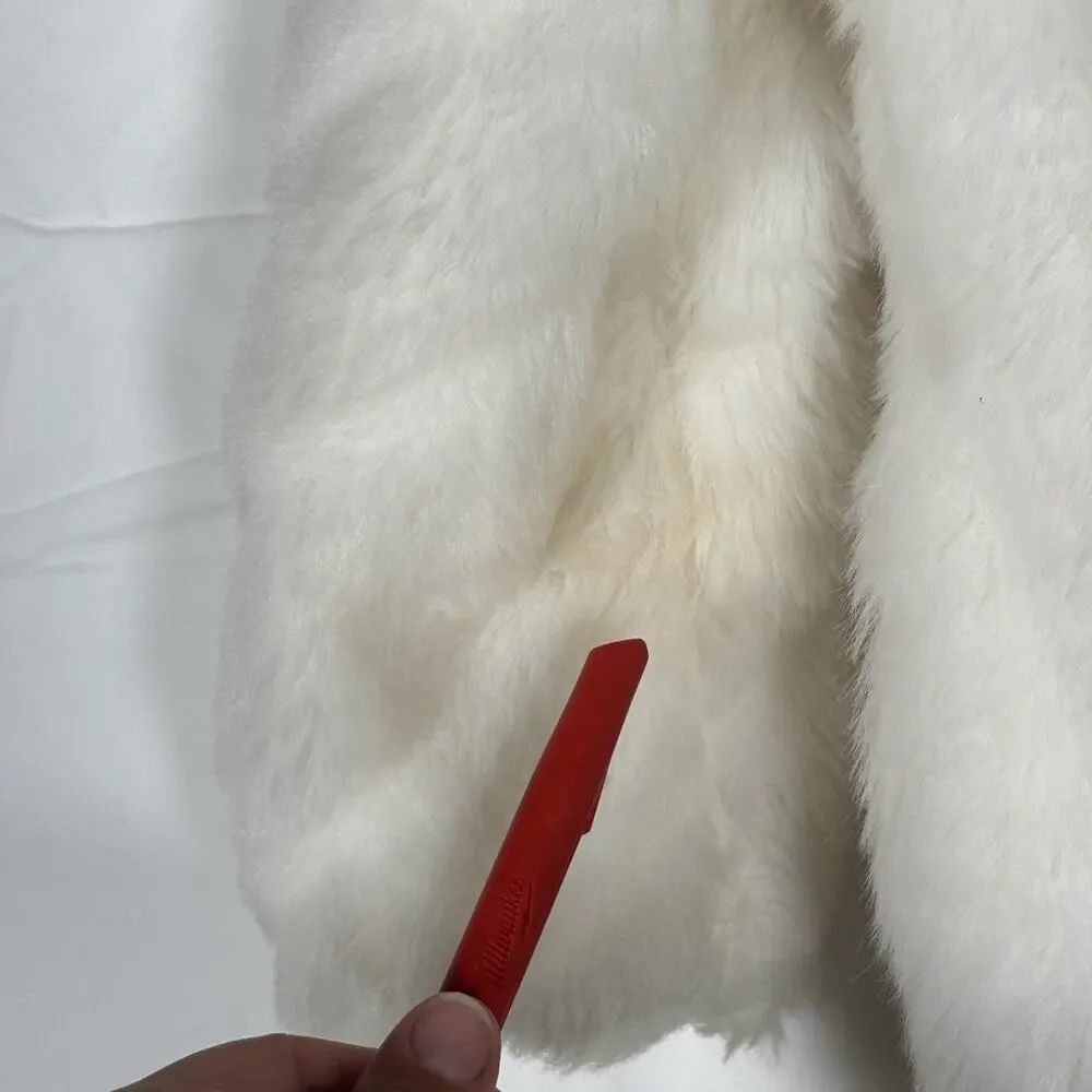 Vtg F.W. Fisher Designs Child White Faux‎ Fur Hooded Coat Size 6 Made in USA